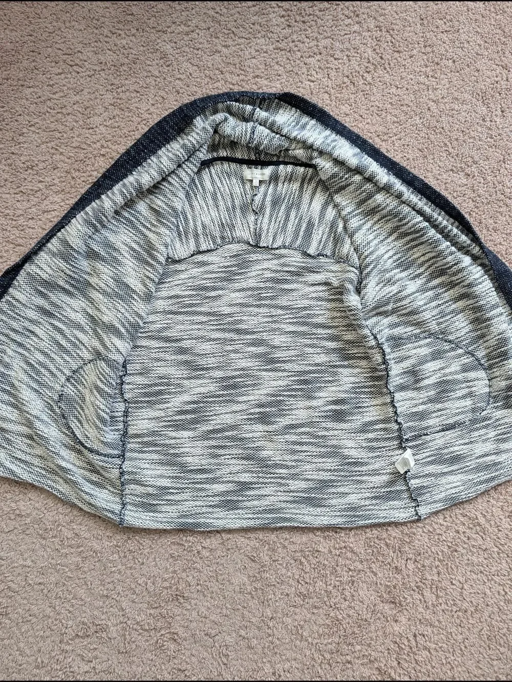 Lucky Brand Womens Navy Blue Heather Gray Open Front Shawl Collar Cardigan Small